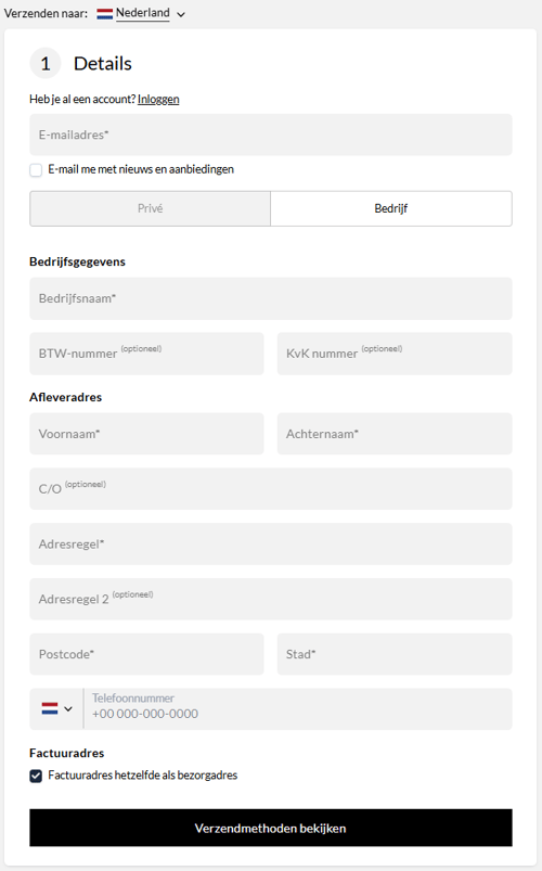 B2B of B2C verkoop in je Acendy checkout