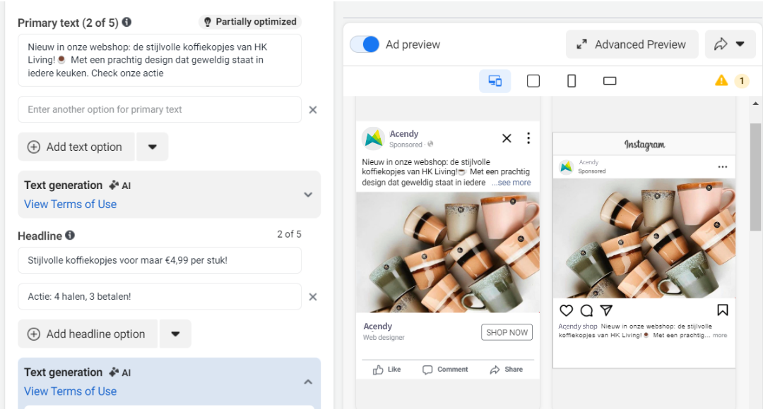 instagram adverteren advertentie instellingen