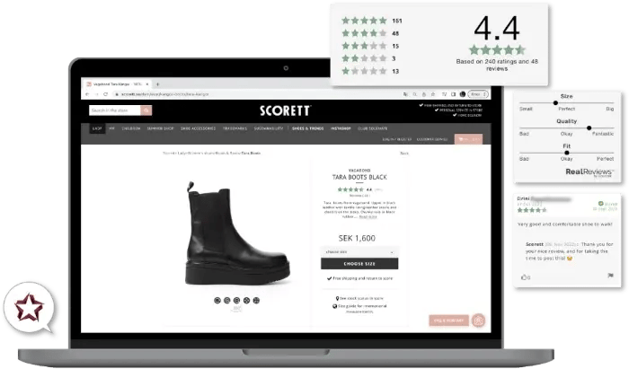 Skärmdumpar av Scorett som använder Lipscore